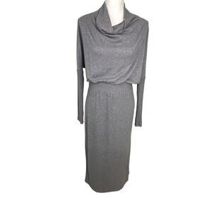 Daily practice Anthropologie Arabella Gray Drapey Midi Dress size S